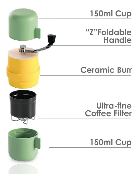 Kit Viajero: Molino Manual Portatil Para Café Todo En Uno