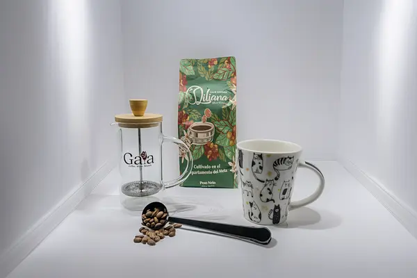 Kit Prensa Francesa + Cuchara De Acero + Taza + Café